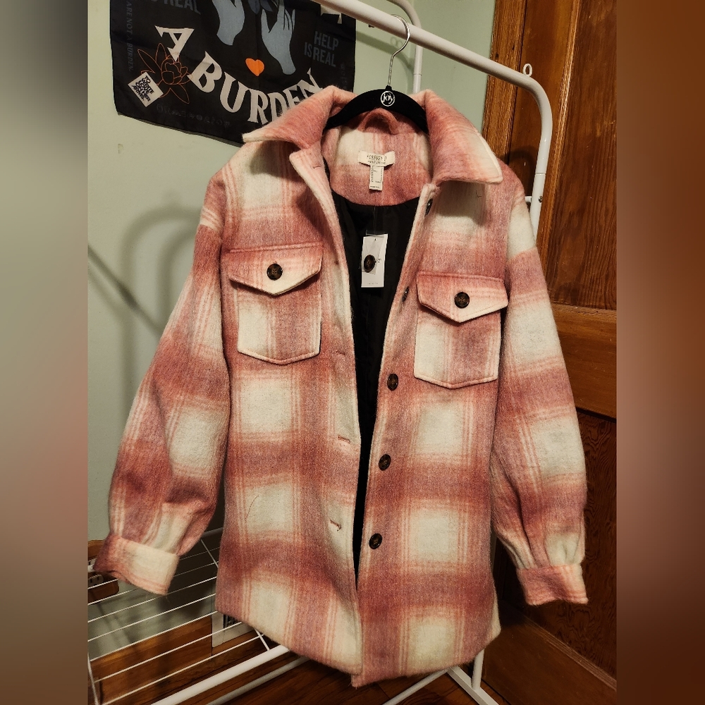 Forever 21 Pink Plaid Coat
